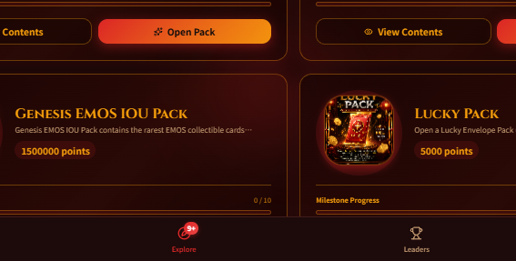 Catálogo de packs, costos y milestones